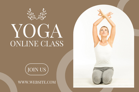 Yoga Online Classes Announcement Label Design Template