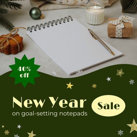 New Year Sale On Notebooks For Goals Planning Animated Post Design Template