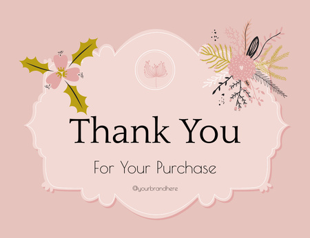 Thank You Message with Flower Composition Thank You Card 5.5x4in Horizontal Design Template