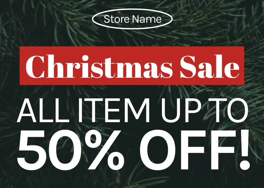 Template di design Christmas Sale of All Items Green Card