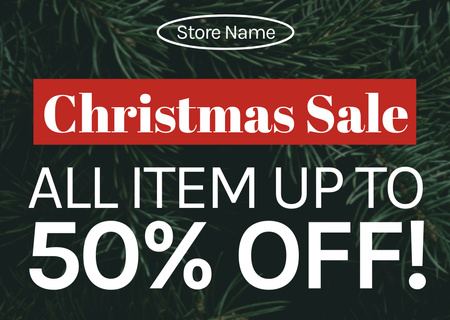 Christmas Sale of All Items Green Card Design Template