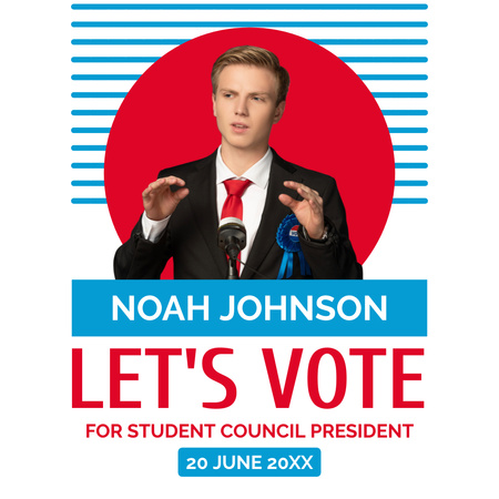Vote For Student Council President with Young Guy Instagram AD Design Template