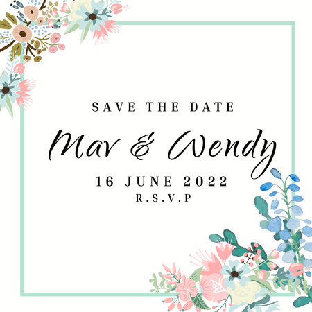 Wedding Celebration Announcement with Flowers Instagram Design Template