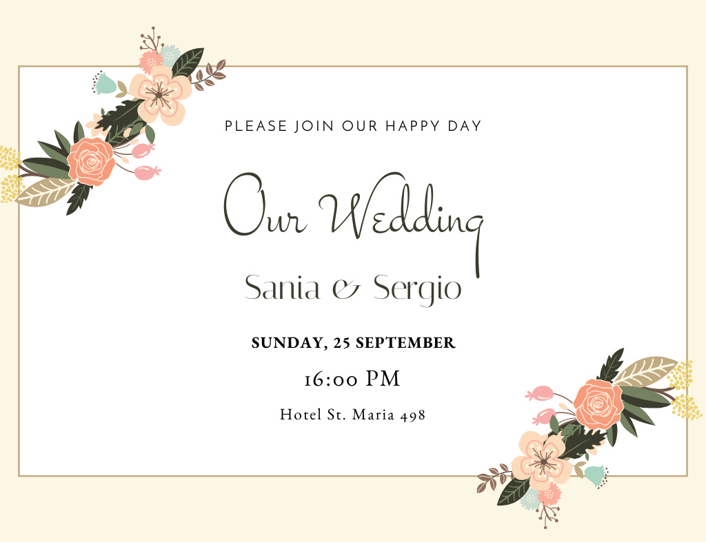Ontwerpsjabloon van Invitation 13.9x10.7cm Horizontal van Welcome to Happy Wedding Day