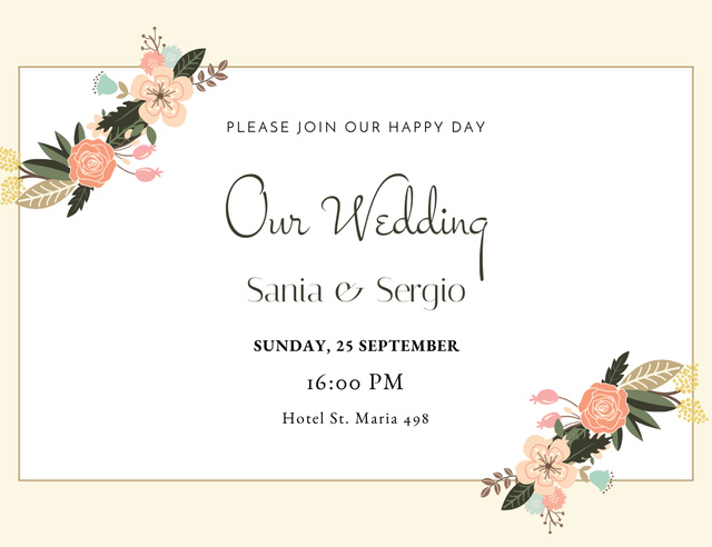 Welcome to Happy Wedding Day Invitation 13.9x10.7cm Horizontal Design Template