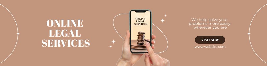 Online Legal Service with Hammer on Screen LinkedIn Cover Šablona návrhu