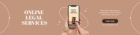 Online Legal Service with Hammer on Screen LinkedIn Cover tervezősablon
