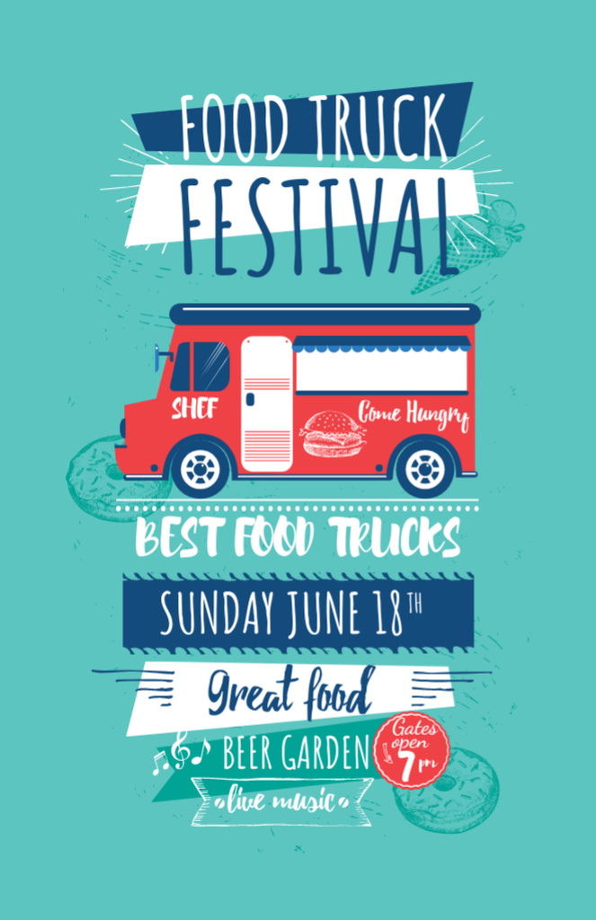 Food Truck Festival with Illustration Flyer 5.5x8.5in Design Template