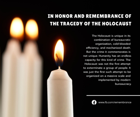 Designvorlage Remembrance of Tragedy of Holocaust für Facebook