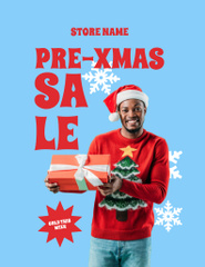 Pre-Christmas Sale Announcement with Man in Bright Sweater
