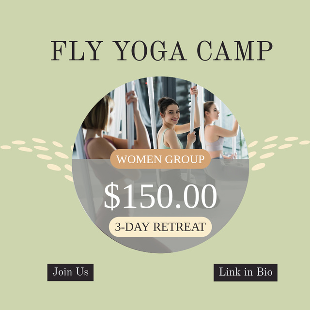 Ontwerpsjabloon van Instagram van Fly Yoga Camp Announcement