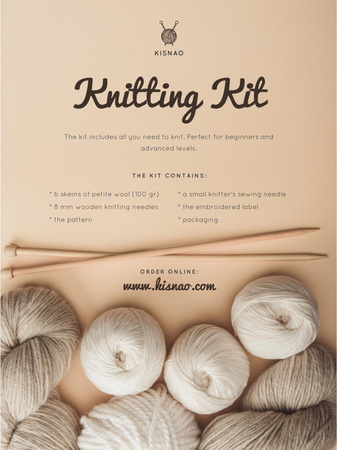 Knitting Kit Offer with spools of Threads Poster US Tasarım Şablonu