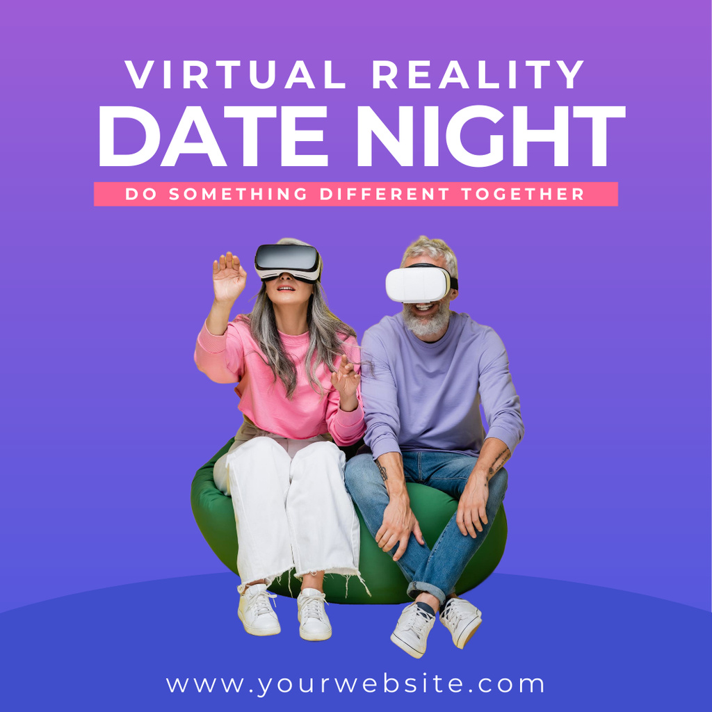 Promoting Romantic Virtual Date Night of Elderly Couple Instagram tervezősablon