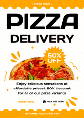 Discount on Delivery of Appetizing Pizza with Tomatoes and Basil