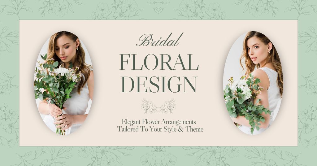 Wedding Floral Design with Fragrant Bouquets for Bride Facebook AD Tasarım Şablonu