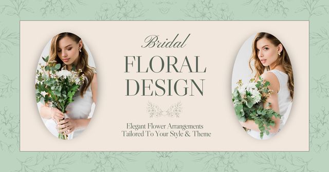 Wedding Floral Design with Fragrant Bouquets for Bride Facebook ADデザインテンプレート