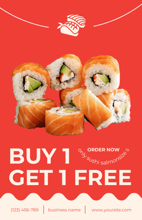 Special Offer of Sushi with Salmon Recipe Card Design Template