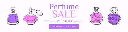Perfume Sale with Illustration of Bottles Twitter Design Template