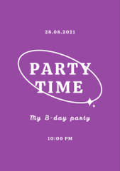 Party Announcement on Violet Background