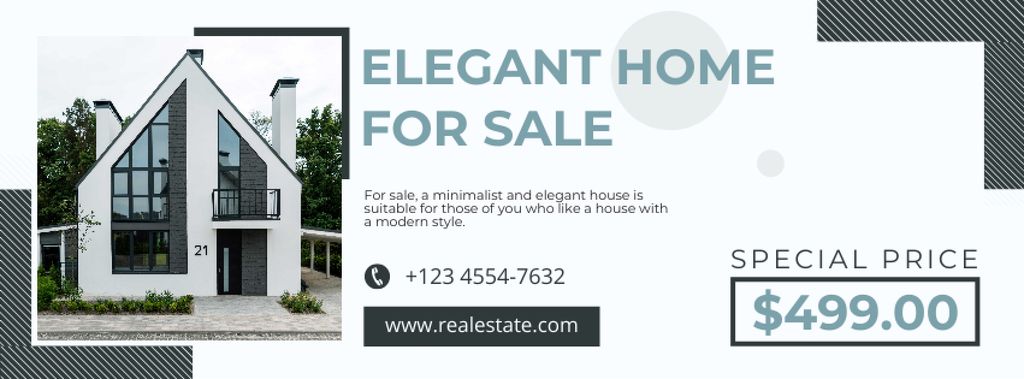 Elegant Home For Sale Special Price Facebook cover tervezősablon