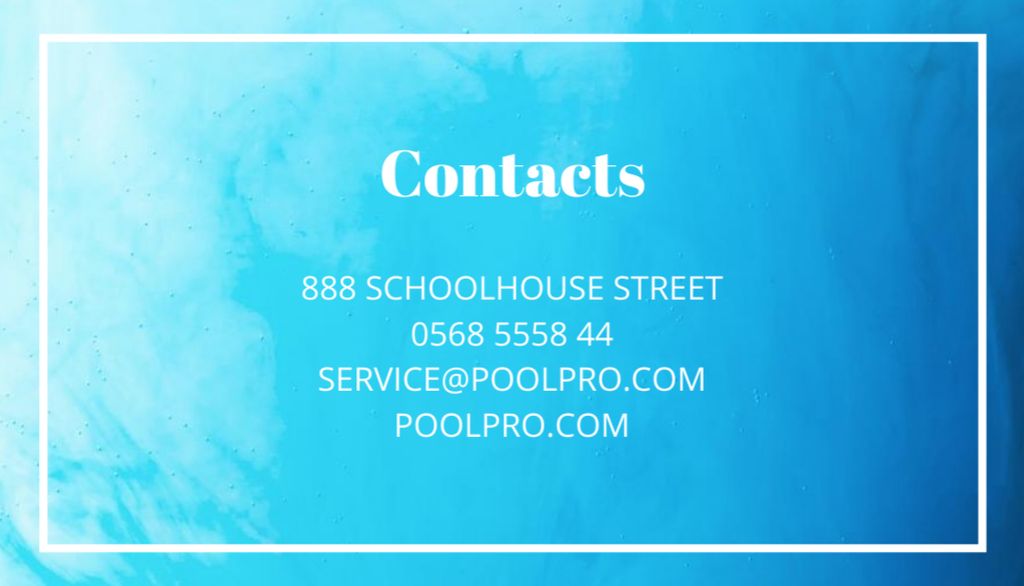 Offering Professional Pool Installation and Maintenance Services Business Card US Šablona návrhu