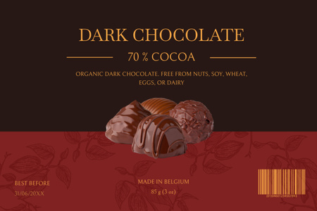 Dark Chocolate Sweets Label Design Template