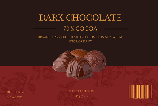 Dark Chocolate Sweets Label Tasarım Şablonu