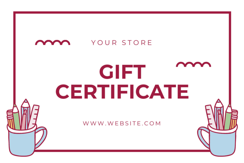 Gift Voucher with Stationery in Cup Gift Certificate Modelo de Design