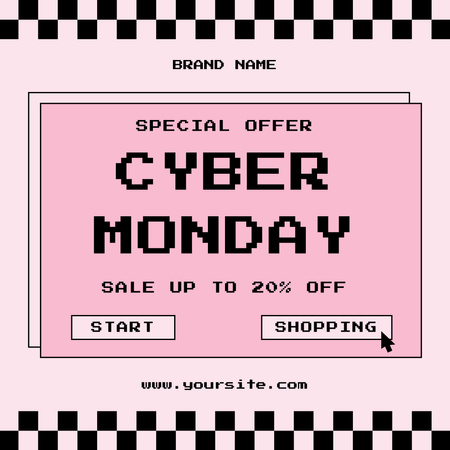 Cyber Monday Special Offers with Pixed Font Instagram AD Design Template