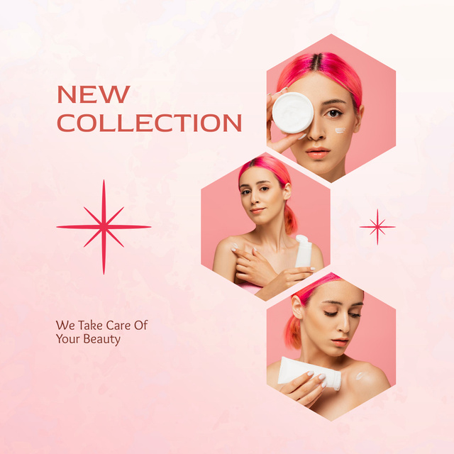 New Collection of Beauty Creams Instagram Πρότυπο σχεδίασης