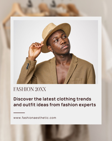 Fashion Ad with Stylish Guy in Hat Instagram Post Vertical Design Template