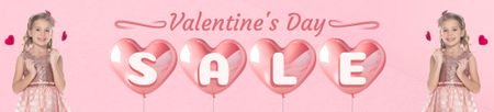 Güzel Küçük Kız ile Sevgililer Günü İndirimi Ebay Store Billboard Tasarım Şablonu