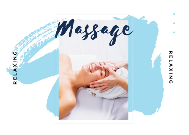 Relaxing Facial Massage Promotion In White Postcard 5x7in Design Template