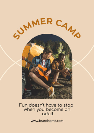 Designvorlage Young Couple at Summer Camp für Poster A3