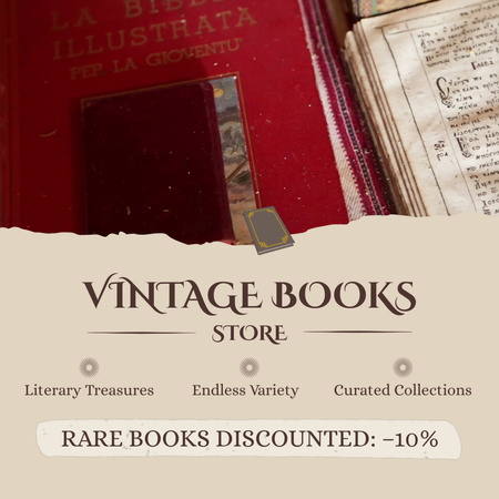 Pre-owned Books Store With Discounts Offer Animated Post Design Template