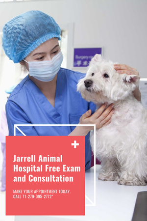 Dog on Checkup at Veterinarian in Clinic Pinterest Design Template
