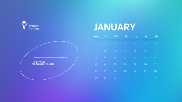Ontwerpsjabloon van Calendar van Bright Blue Gradient