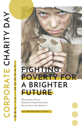 Poverty quote with child on Corporate Charity Day Invitation 4.6x7.2in Design Template