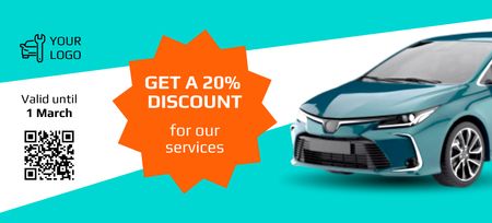 Car Services Discount Offer Coupon 3.75x8.25in Design Template