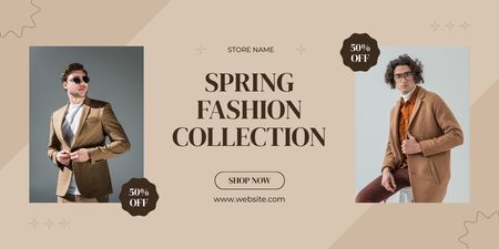 Designvorlage Spring Sale Collage Man Collection für Twitter