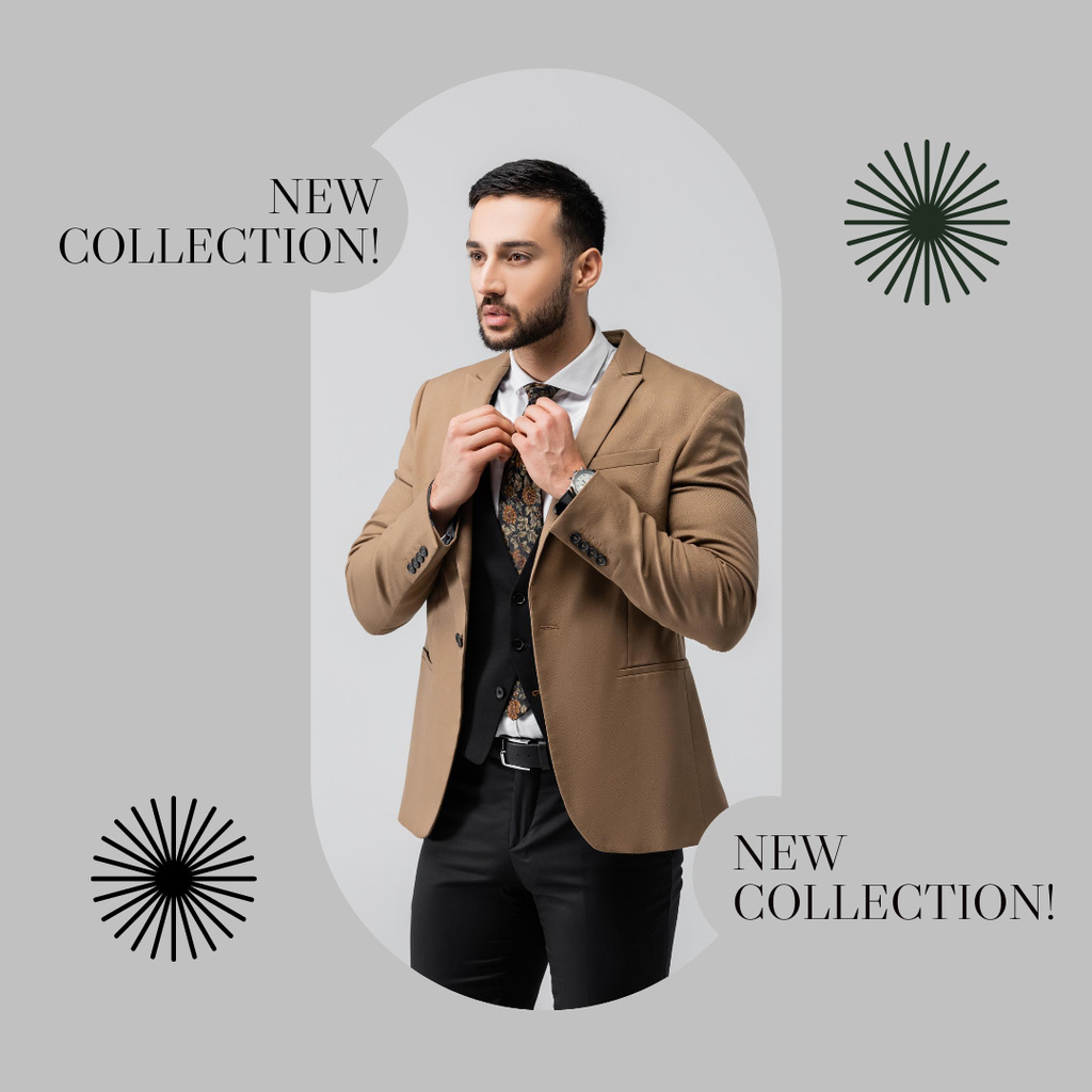 Ontwerpsjabloon van Instagram van New Clothing Collection for Men With Suit