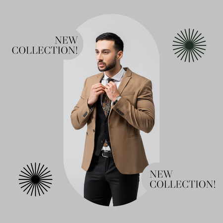 New Clothing Collection for Men With Suit Instagram Design Template