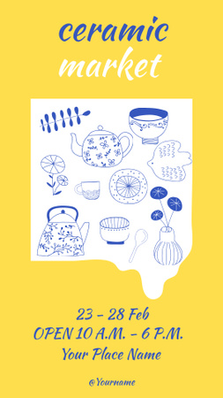 Ceramic Market With Illustration In Yellow Instagram Story Design Template