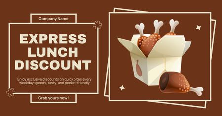 Discount on Express Lunch with Tasty Chicken Legs Facebook AD Design Template