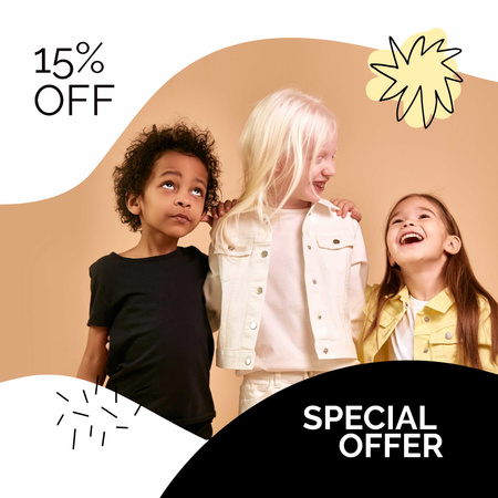 Designvorlage Special Discount Offer with Stylish Kids für Instagram