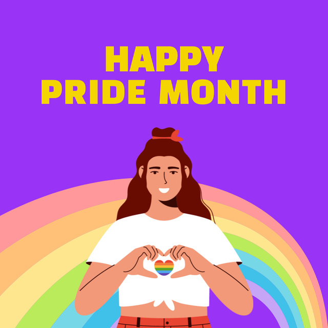 Pride Month with LGBT couple hugging Instagram Design Template