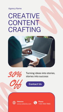 Creative Stories Writing Service With Discounts Instagram Story Πρότυπο σχεδίασης