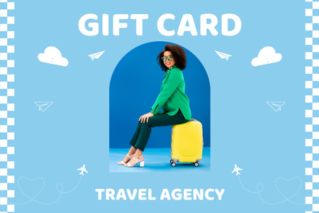 Designvorlage Travel Agency Offer on Blue für Gift Certificate