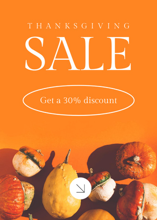 Thanksgiving Sale Announcement with Pumpkins Flayer Design Template