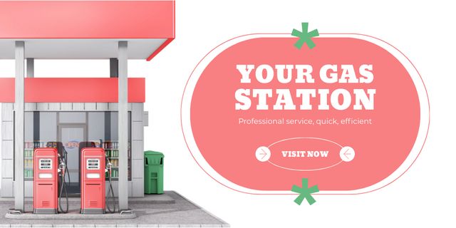 Cute Gas Station Ad with Store Twitter – шаблон для дизайна
